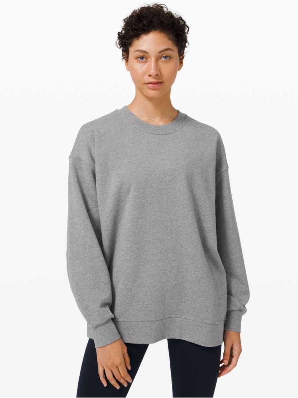 Lululemon Perfectly Oversized Crew Sweatshirt Heathered Core Medium Grey Sz 10